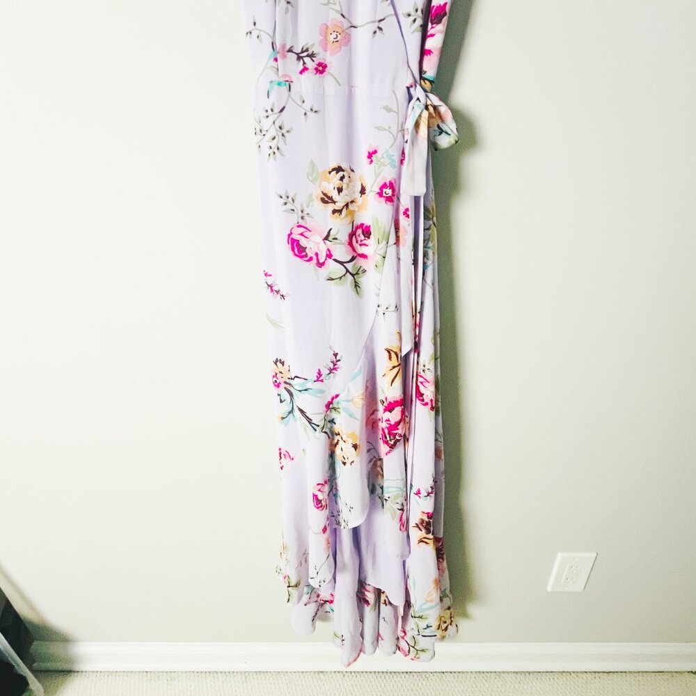2/$30 Lulus Tawny Lavender Floral Print Wrap Maxi Dress XS - Picture 6 of 10
